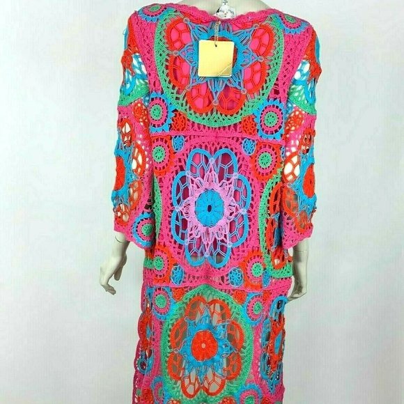 Belle France Tops - BELLE FRANCE Woven Crochet Tunic Top Hi Low NWT